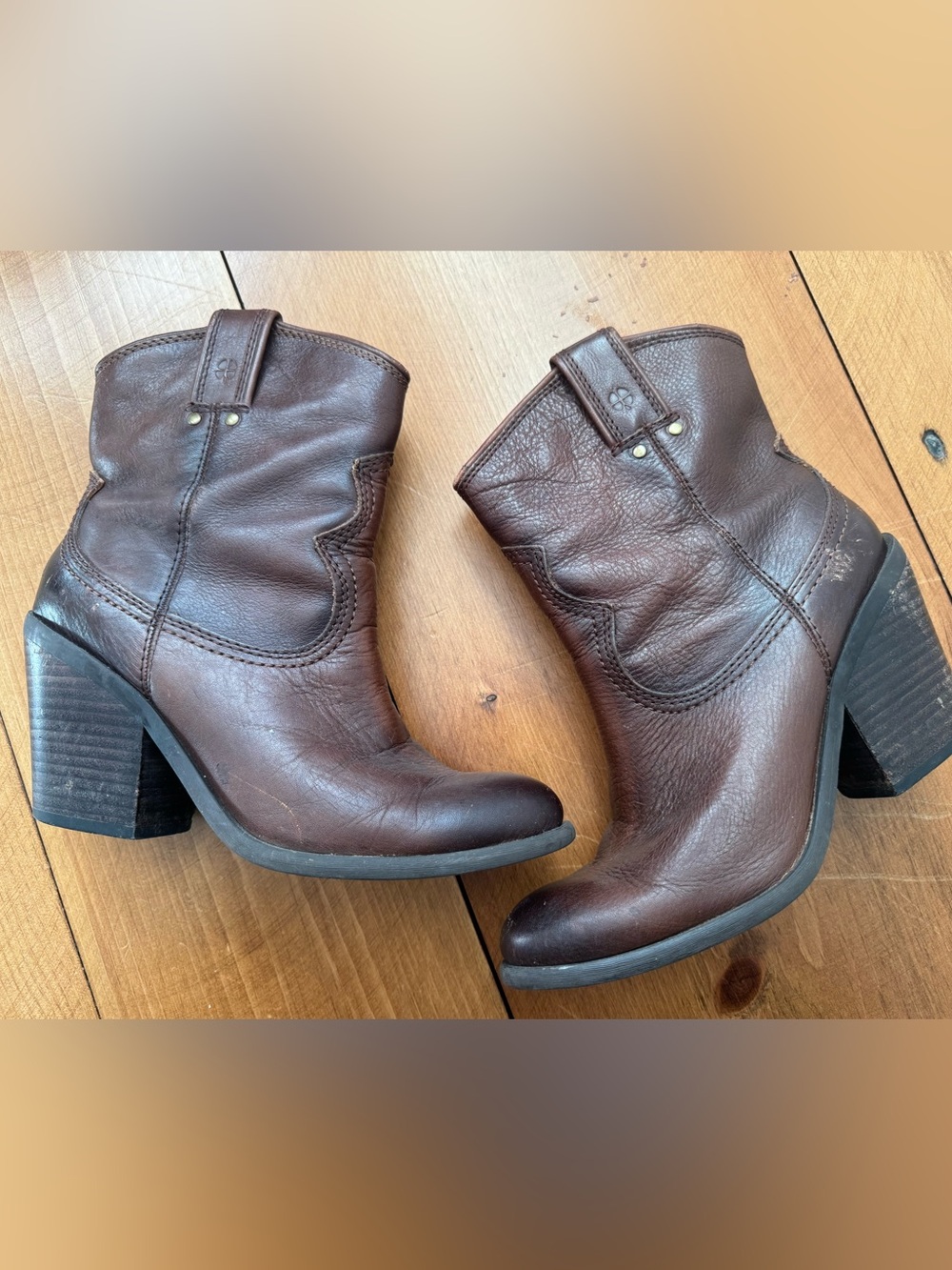 Lucky Brand Men's Dark Brown Leather Western Pull-On Boots
